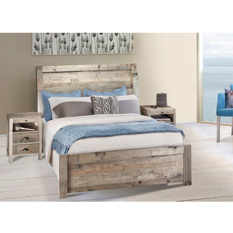 Antigua Bed with Caribbean Pedestals (Driftwood)