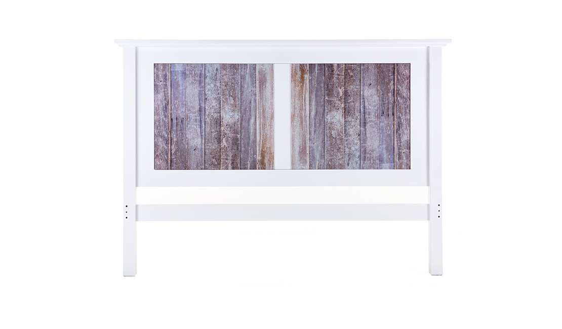 Oslo double bed Headboard in driftwood with white finish.