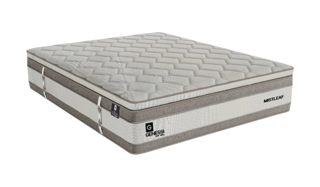 Grey Genessi bedroom mattress against a white background