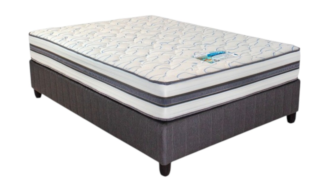 White and grey Cloud Nine bed against a white background